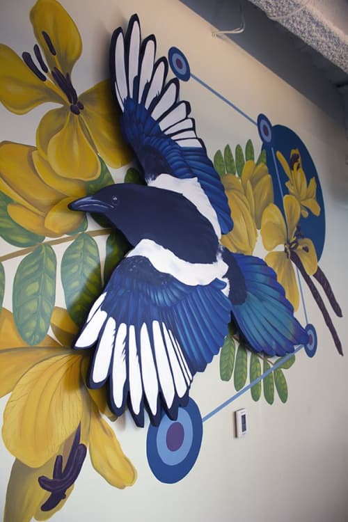 Corvus Magpie | Murals by Sophy Tuttle Studios | Corvus Insurance in Boston. Item made of synthetic