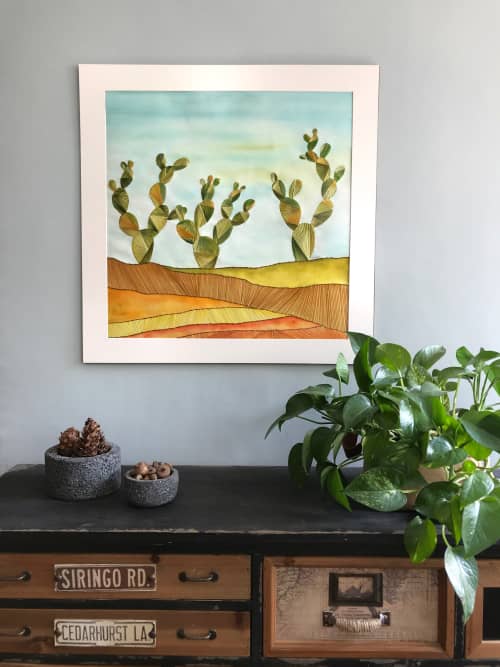La nopalera (similar piece upon request) | Mixed Media by Laila Vazquez. Item made of cotton with paper works with boho & contemporary style
