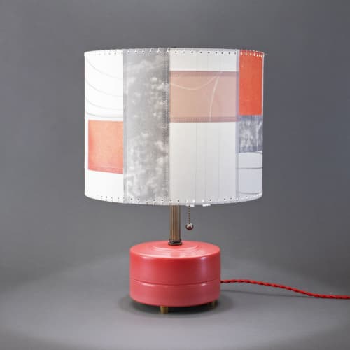 Pink Orange Red | Table Lamp in Lamps by James Aarons. Item made of ceramic & paper compatible with mid century modern and contemporary style