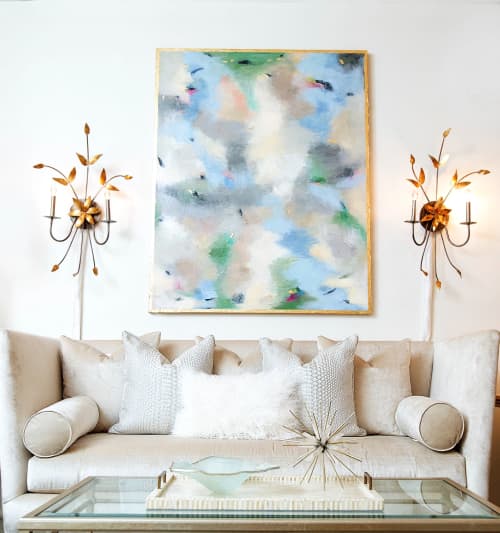Geode French Blue & Jade Green | Mixed Media by Lori Sperier Art | The French Mix by Jennifer DiCerbo in Covington. Item made of canvas