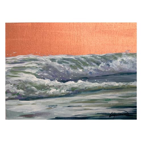 Ocean #36 | Oil And Acrylic Painting in Paintings by Lindsey Millikan. Item composed of walnut and synthetic