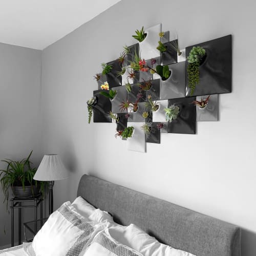 Modern Ceramic Wallscape Planters - Pandemic Design Studio | Living Wall in Plants & Landscape by Pandemic Design Studio | Philadelphia in Philadelphia. Item made of ceramic works with mid century modern & modern style