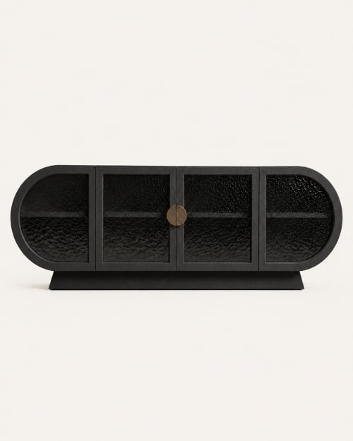 Ionia Oval Sideboard | Storage by INTERIOR VISUALS. Item composed of wood & glass compatible with contemporary and modern style