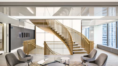 Continuous Bronze Curved Stair | Architecture by Amuneal | New York in New York. Item composed of steel