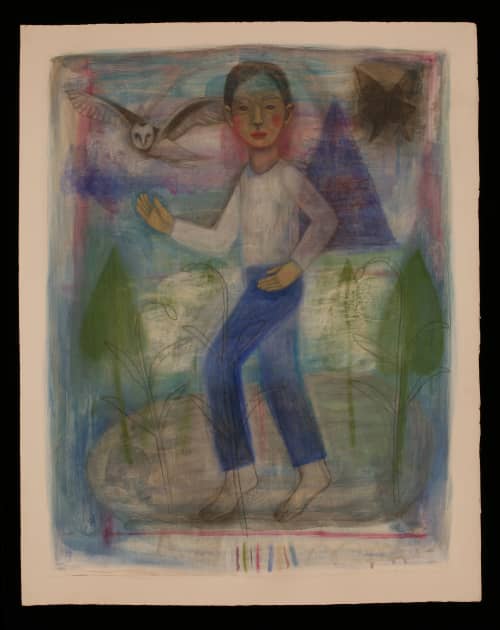 Blue Distance | Oil And Acrylic Painting in Paintings by Joanne Hammer. Item composed of wood and paper