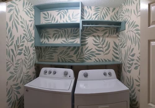 Custom Hand Painted Leaf Pattern Laundry Room | Murals by Christine Crawford | Christine C Creates