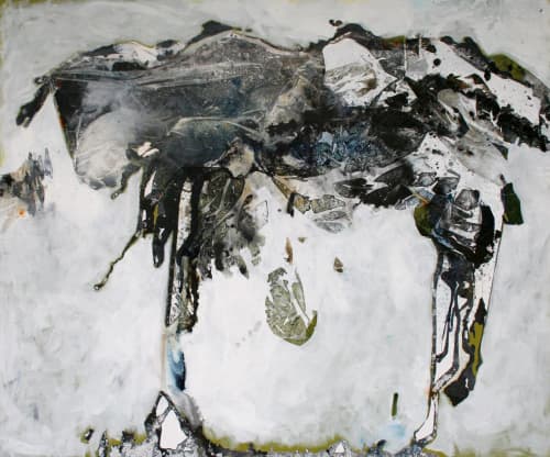 "Emerging Spirit"  48" x 60" Black and White Commission | Oil And Acrylic Painting in Paintings by Jane Burton, Abstract Painting. Item made of canvas with synthetic