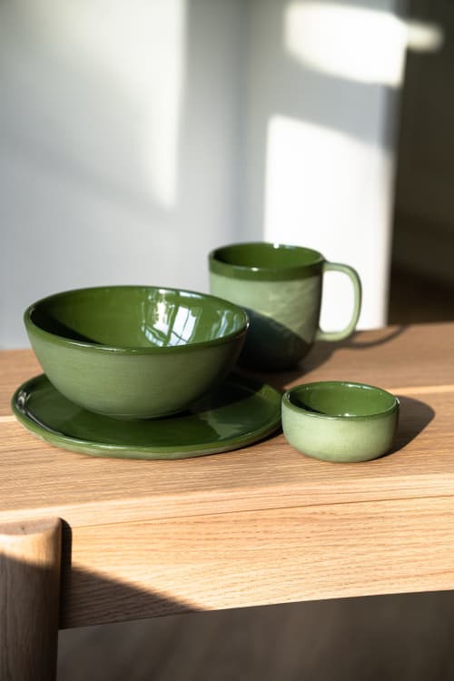 Handmade Porcelain Bowl. Green | Dinnerware by Creating Comfort Lab. Item made of ceramic