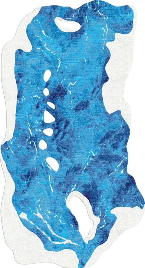 Rug Magnetic Soil Bright Blue modern unusual form | Small Rug in Rugs by Atelier Tapis Rouge. Item made of wool works with contemporary & eclectic & maximalism style