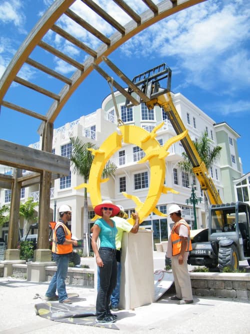 Sunset | Public Sculptures by Gus Lina Art. Item composed of aluminum