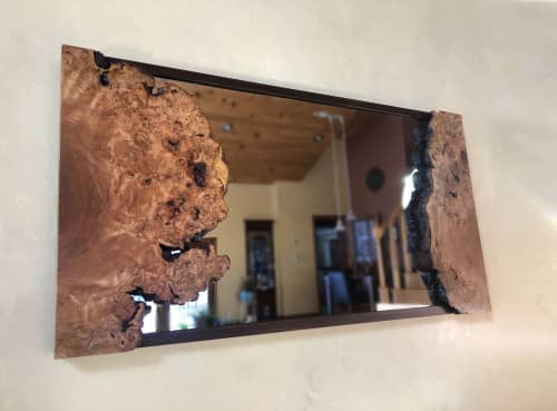Live Edge Mirror - Cherry Burl - one-of-a-kind, Wood Wall Mi | Decorative Objects by thomas weber. Item made of wood with glass works with boho & country & farmhouse style