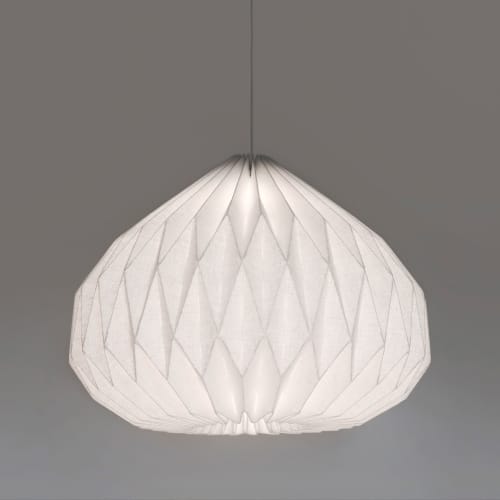 Modern Pendant Light - Linen Lampshade - UME XLarge | Pendants by La Loupe. Item made of linen works with mid century modern & contemporary style