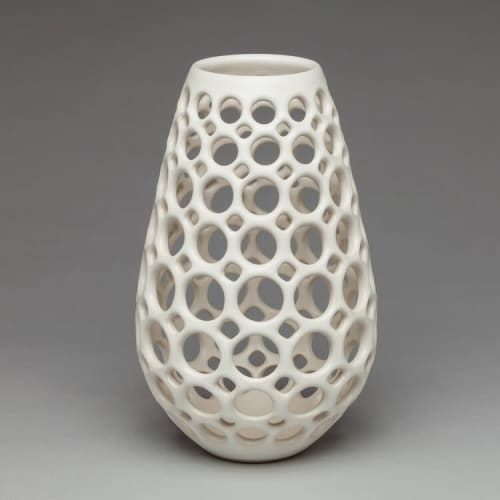 Small Elongated Teardrop - White | Vases & Vessels by Lynne Meade