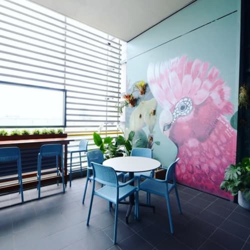 mural (pink Cockatoo) | Murals by Emma-Alyce Art | Princess Alexandra Hospital in Woolloongabba. Item composed of synthetic