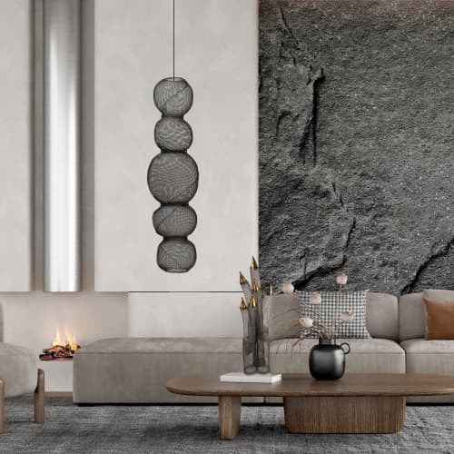 Steel Wire Mesh Ceiling Hung Sculpture #19 | Sculptures by Anne Lindsay. Item composed of steel