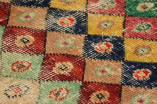 Vintage Zeki Müren Rug with Polychromatic Diamond Patterns | Area Rug in Rugs by Rug and Kilim