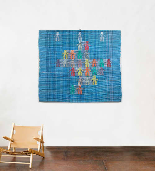 Hand woven Wallhanging: Connections | Tapestry in Wall Hangings by Doerte Weber. Item made of cotton & fiber compatible with eclectic & maximalism and modern style