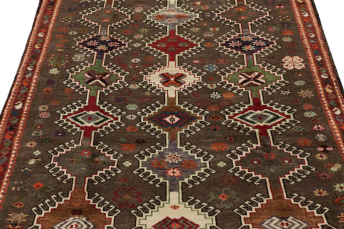Vintage Gabbeh Persian Runner Rug with Colorful Geometric | Area Rug in Rugs by Rug and Kilim
