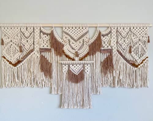 Large scale neutral Macraweave | Macrame Wall Hanging by Ama Fiber Art