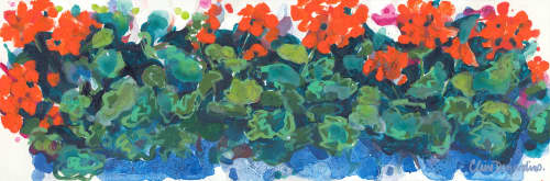 My Best Friend's Geraniums | Oil And Acrylic Painting in Paintings by Claire Desjardins. Item composed of canvas and synthetic