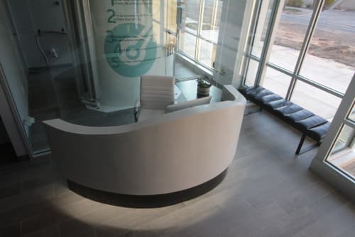 Cryotherapy Reception | Desk in Tables by Riley Ridd. Item made of steel