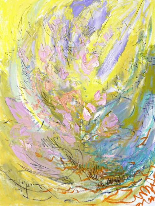 Approaching Equinox, Pastel Floral Abstract Oil Painting | Oil And Acrylic Painting in Paintings by Dorothy Fagan Fine Arts. Item made of canvas compatible with boho and contemporary style