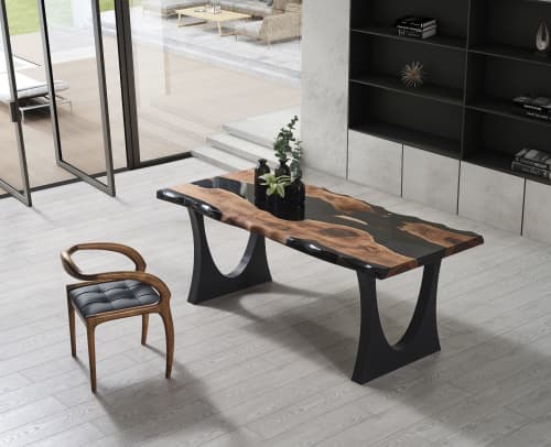 Black Walnut Live Edge Dining Table - Kitchen Table | Tables by Tinella Collection. Item composed of wood compatible with contemporary and country & farmhouse style