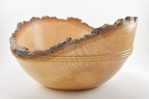 Big Barky Maple Bowl | Decorative Bowl in Decorative Objects by Protean Woodworking. Item made of maple wood