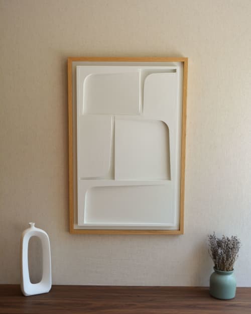 No. 109 Japandi Plaster Wall Relief - Scandinavian Decor | Wall Sculpture in Wall Hangings by Joseph A
