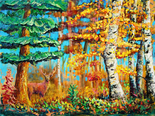 In the Quiet Autumn — Original Acrylic Painting | Oil And Acrylic Painting in Paintings by DaggArt. Item made of canvas compatible with traditional style