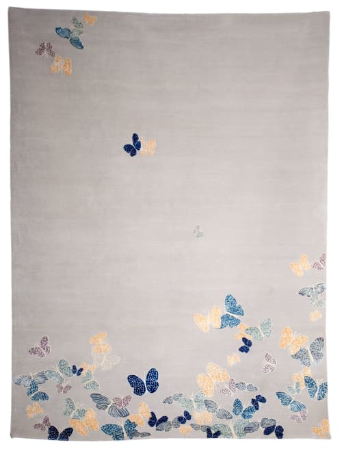 Spirit in the sky rug. Butterflies | Area Rug in Rugs by Sergio Mannino Studio. Item composed of wool & fiber
