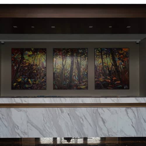 Forest | Oil And Acrylic Painting in Paintings by Gabriel Pitcher | Olive Tree Hotel Penang in Bayan Lepas. Item composed of synthetic