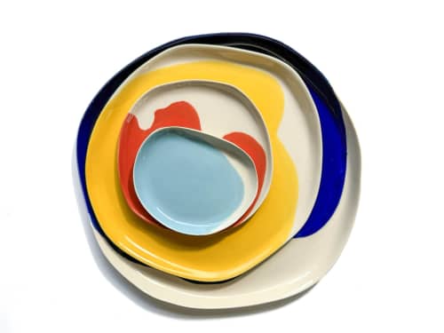 Bauhaus Plates Set | Dinnerware by Pottery & Poetry. Item made of ceramic works with contemporary style