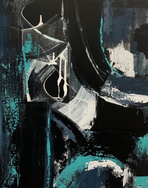 "Shadow Play".  Abstract Painting | Oil And Acrylic Painting in Paintings by Alice Lipping | Vesta Trattoria & Wine Bar in Queens. Item composed of canvas and synthetic