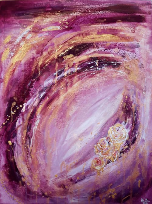 Lilac wine | Oil And Acrylic Painting in Paintings by Elena Parau. Item made of canvas works with minimalism & contemporary style
