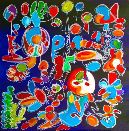 Baby Bloom | Oil And Acrylic Painting in Paintings by Nathalie D Gribinski. Item composed of canvas in mid century modern or contemporary style