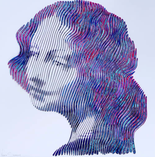 he heals my heart tribute to leonard de vinci | Mixed Media in Paintings by Virginie SCHROEDER. Item composed of canvas in minimalism or contemporary style
