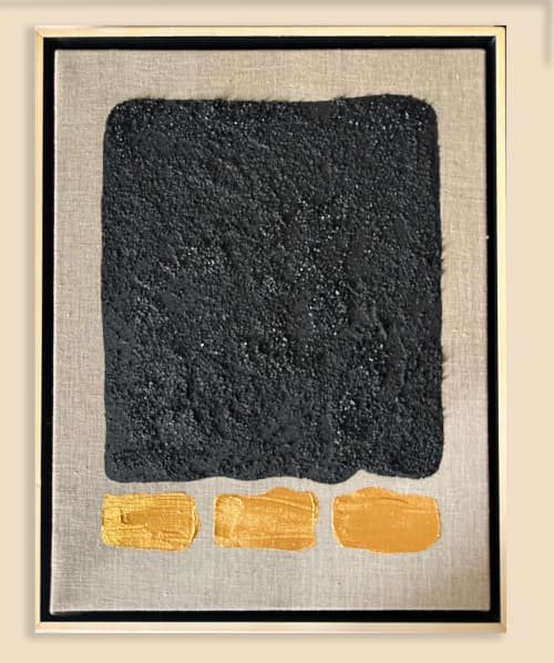 Luxury Gold and Carbon Painting on Spanish Linen Minimalist | Oil And Acrylic Painting in Paintings by RGB Fine Art. Item made of canvas works with minimalism & contemporary style