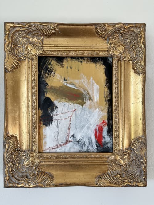 Abstract in ornate frame | Oil And Acrylic Painting in Paintings by Lizzie DiSilvestro. Item made of canvas compatible with japandi and eclectic & maximalism style