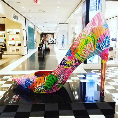 Love Shoe Sculpture by Chris Riggs at Bloomingdale's, New York | Wescover  Public Sculptures