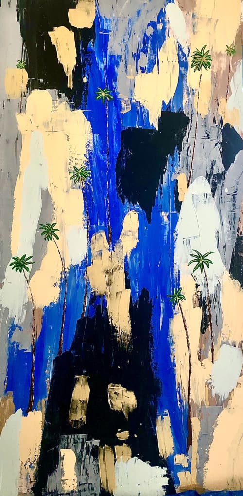 California Waterfall | Oil And Acrylic Painting in Paintings by Dutch Montana Art | Private Residence - Corona Del Mar, Newport Beach in Newport Beach. Item composed of canvas