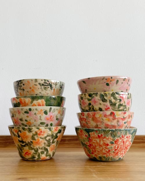 Fynbos Flower Bowls | Dinnerware by Sera Holland. Item composed of stoneware in contemporary or modern style