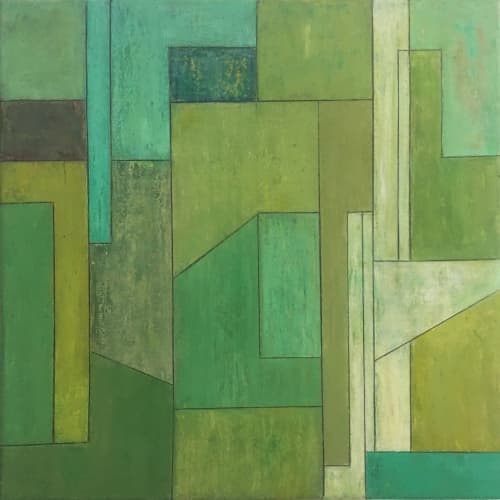 Peridot Emerald Turquoise—Geometric Abstract Painting | Oil And Acrylic Painting in Paintings by stephen cimini. Item made of canvas
