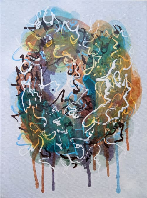 Nocturne: Vibrant Dance of Color, acrylic on canvas | Oil And Acrylic Painting in Paintings by Lena Kolambet. Item composed of canvas in contemporary style