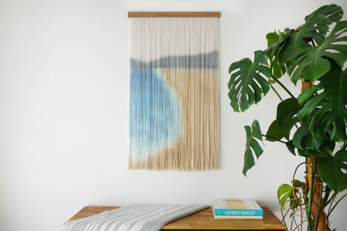Hand dyed beach wall hanging | Wall Hangings by WOOL + ROPE. Item composed of oak wood and wool in boho or contemporary style