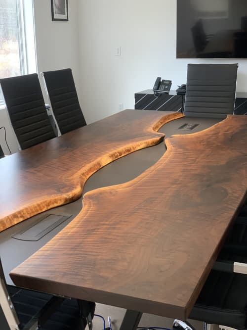 Custom Live Edge Wood & Resin River Table (8) | Dining Table in Tables by Carlberg Design. Item composed of wood and synthetic
