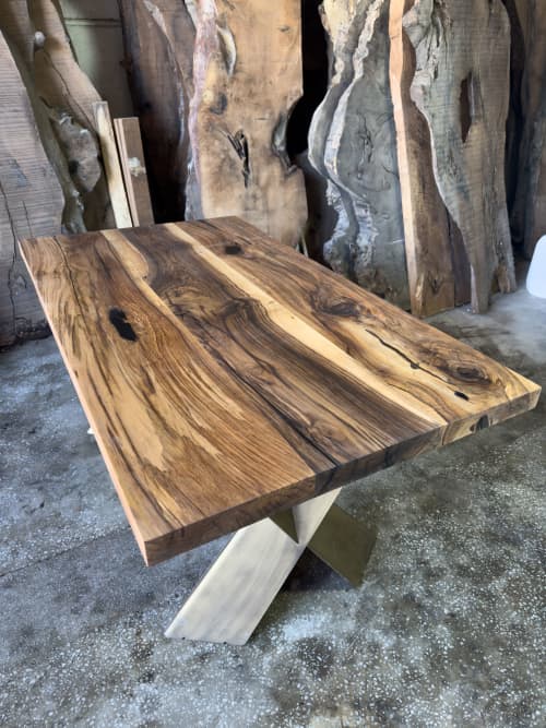 Walnut Dining Table - Custom Live Edge Table | Conference Table in Tables by Tinella Collection. Item composed of walnut in minimalism or art deco style