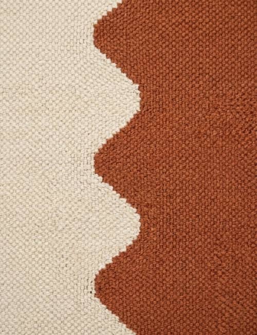 Handwoven Woolen Terracotta Runner Rug | Rugs by Evergreen Carpets. Item made of wool works with boho & minimalism style
