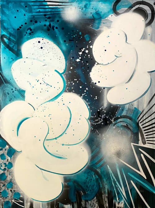 Space Ghosts | Oil And Acrylic Painting in Paintings by Neon Dunes by Lily Keller. Item composed of canvas in contemporary or modern style