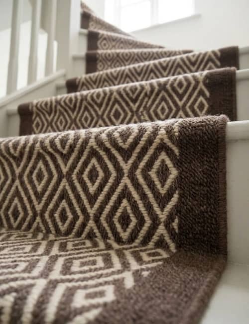 Handwoven Woolen Brown Runner Rug | Rugs by Evergreen Carpets. Item composed of wool in boho or minimalism style